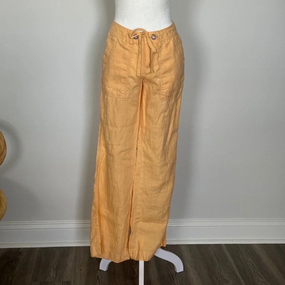 Y2K Banana Republic Light Orange Linen Cargo Style Pants 